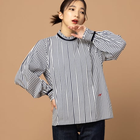 embroidery logo tuck blouse　MG BL - 23087 - A
