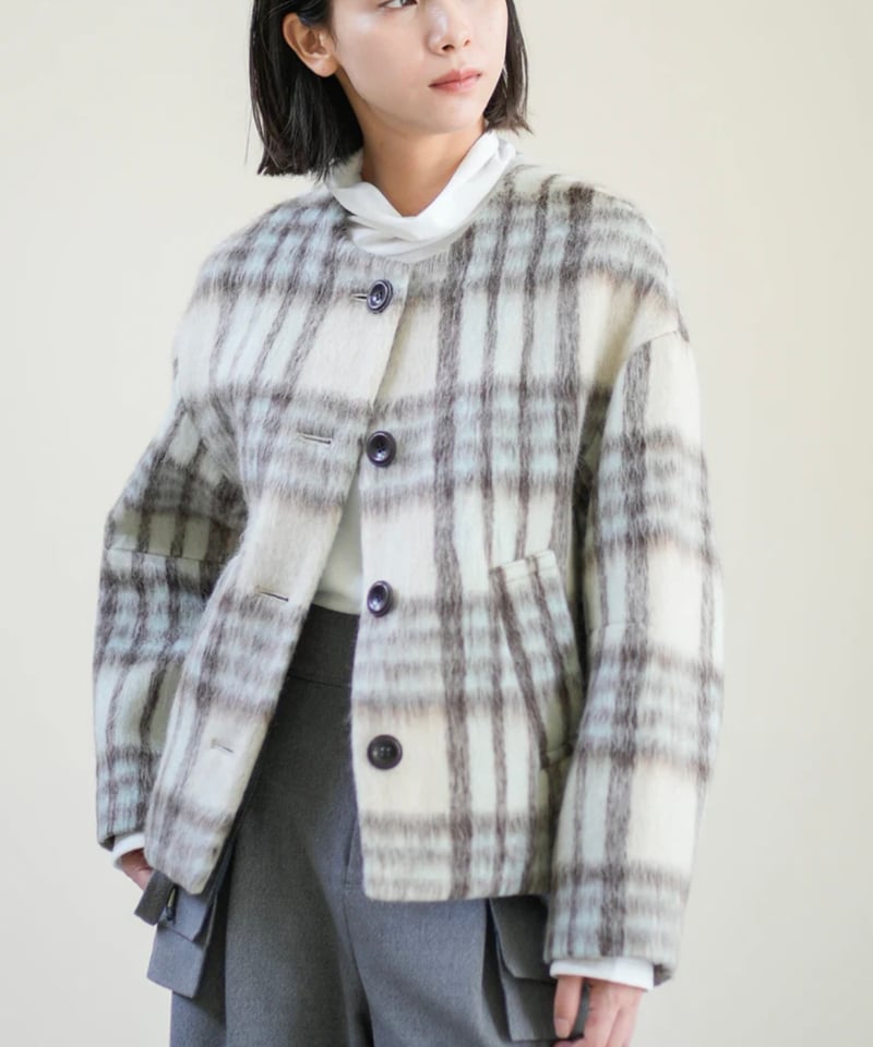 【限定品】 Lallia シャギーチェック 24秋冬ご予約】 ラリア・ムー Mù ジャケット・アウター