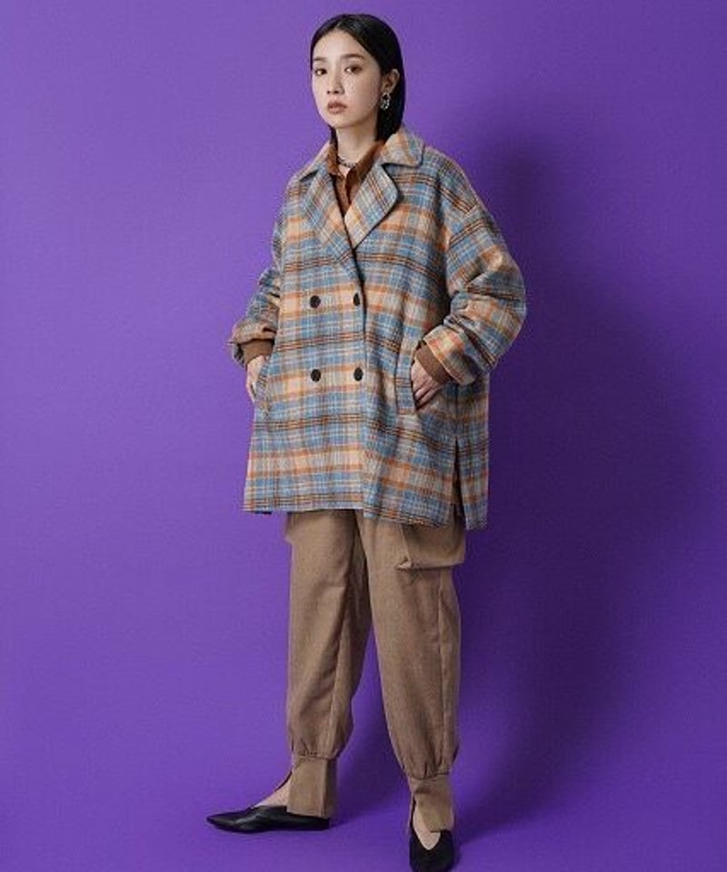 ウールチェックオーバーPコート 307149 | BlueOnionStore ウールチェックオーバーPコート 307149 | BlueOnionStore