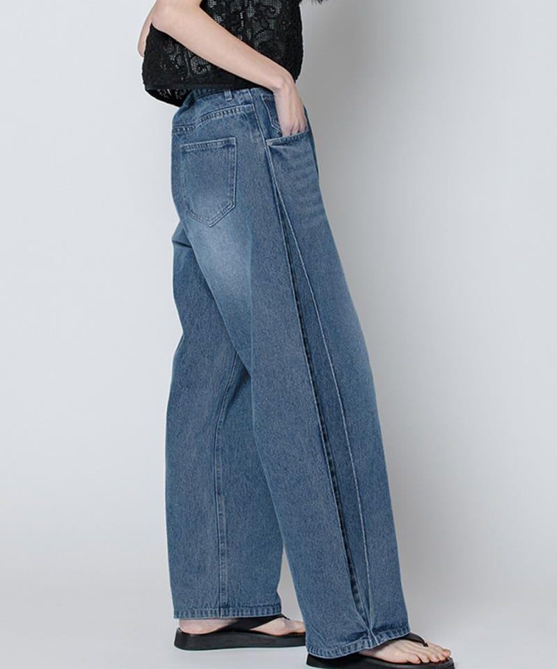 SIDE PLEATED DENIM PT Y242-31045 | BlueOnionStore SIDE PLEATED DENIM PT Y242-31045 | BlueOnionStore