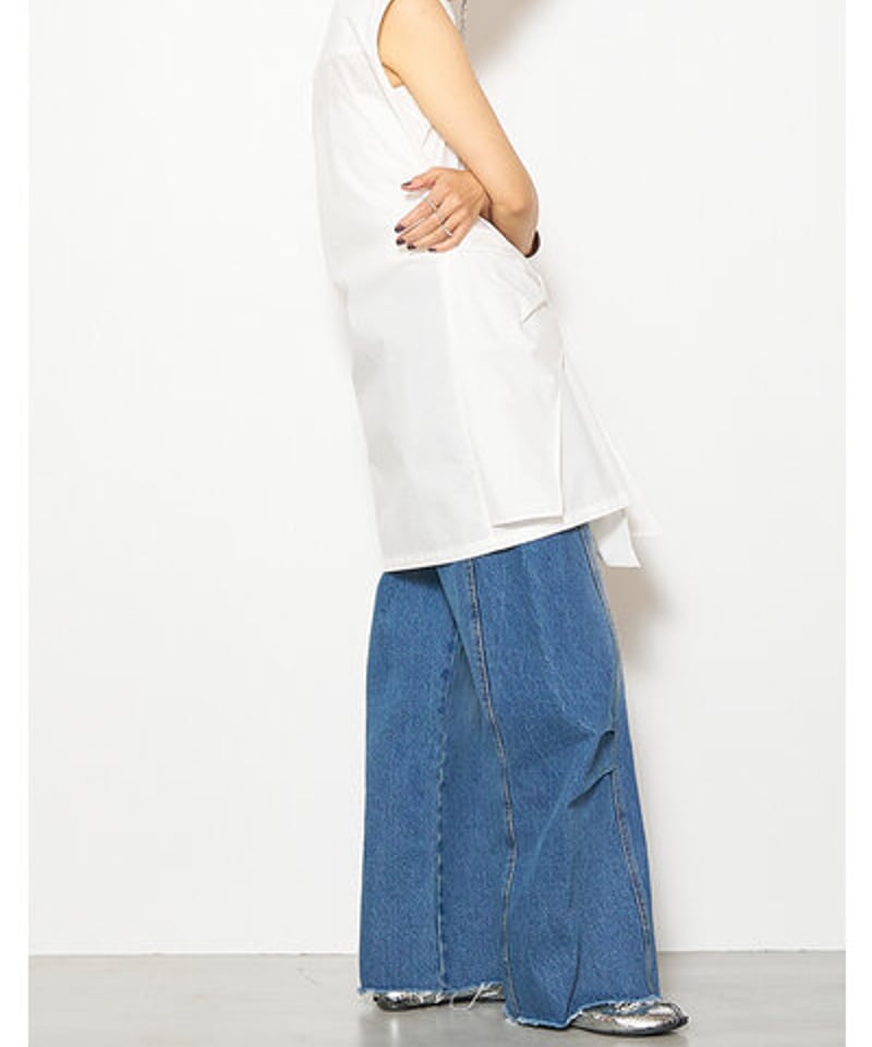 YENN】KNEE TUCK DENIM PT
