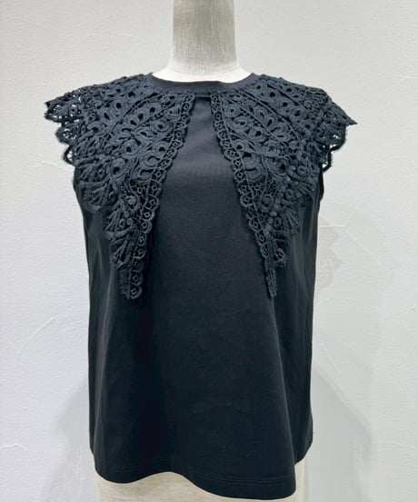 ★オトク早割ご予約★  レースカラーノースリtops 601478 cyantokyo  003-2605