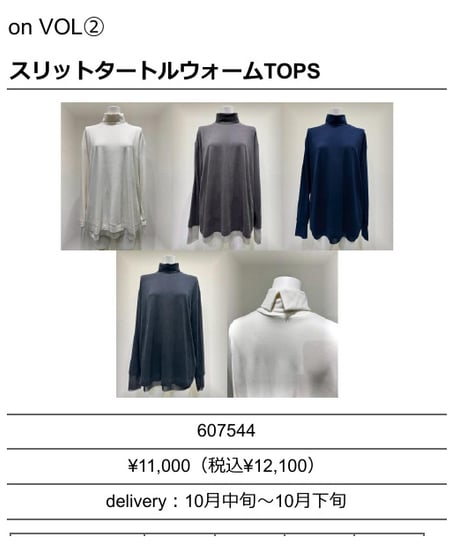 ★オトク早割ご予約★　スリットタートルウォームTOPS 607544 CYAN tokyo