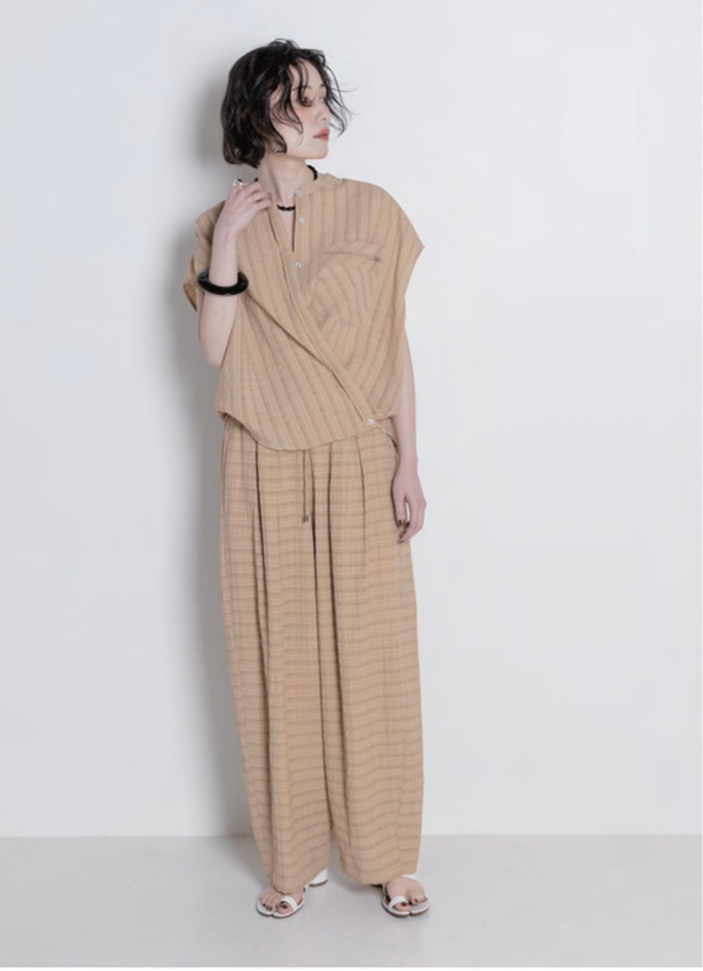 CHIGNON シニオン 25春夏ご予約】 シアーチェックフレンチshirt 1 CHIGNON シニオン 25春夏ご予約】 シアーチェックフレンチshirt 1