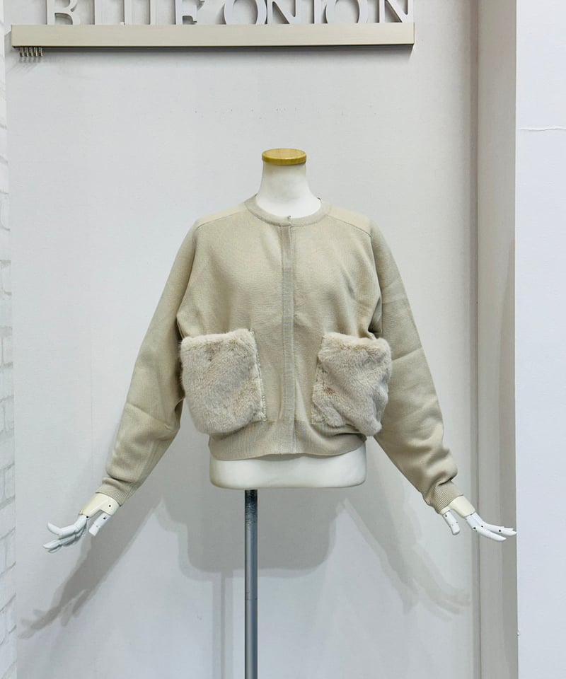 ファーポケットカーディガン EP1603 | BlueOnionStore 