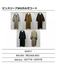 ★オトク早割ご予約★シアントウキョウ★     ピンスリーブBIGカルゼコート  604511 cyantokyo  2603 b -009