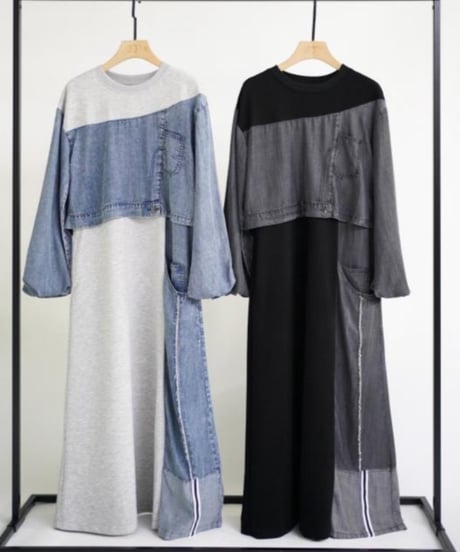 ★オトク早割ご予約★  テンセルdenim＊カット切替one-piece  【33℃  thirty-three degrees　26ss梅春ご予約】  bc 610308    2601c