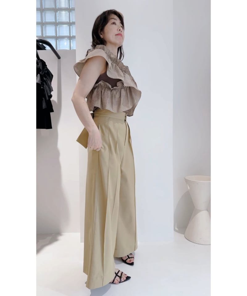 【新品】L'AUTRE CHOSE ロートレショーズ フリルミュール バイカラー Mewl ミュール 25夏ご予約】 マルチwayストライプフリルtops M25