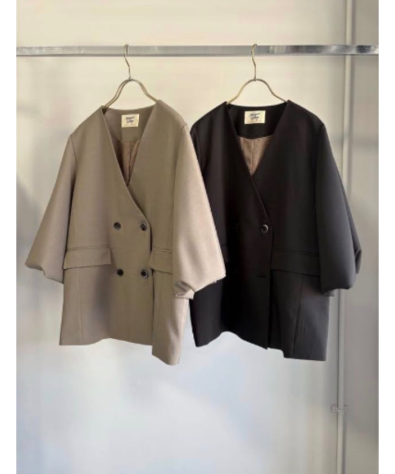 ☆オトク早割ご予約☆マルゴー バルーンスリーブノーカラーjacket