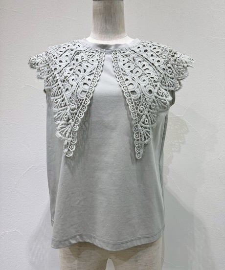 ★オトク早割ご予約★  レースカラーノースリtops 601478 cyantokyo  003-2605