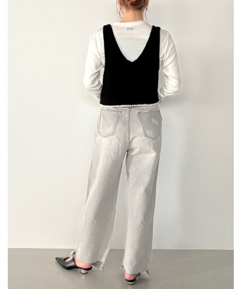 YENN イエン ハイライズタックワイドデニムパンツ 36サイズ グレー