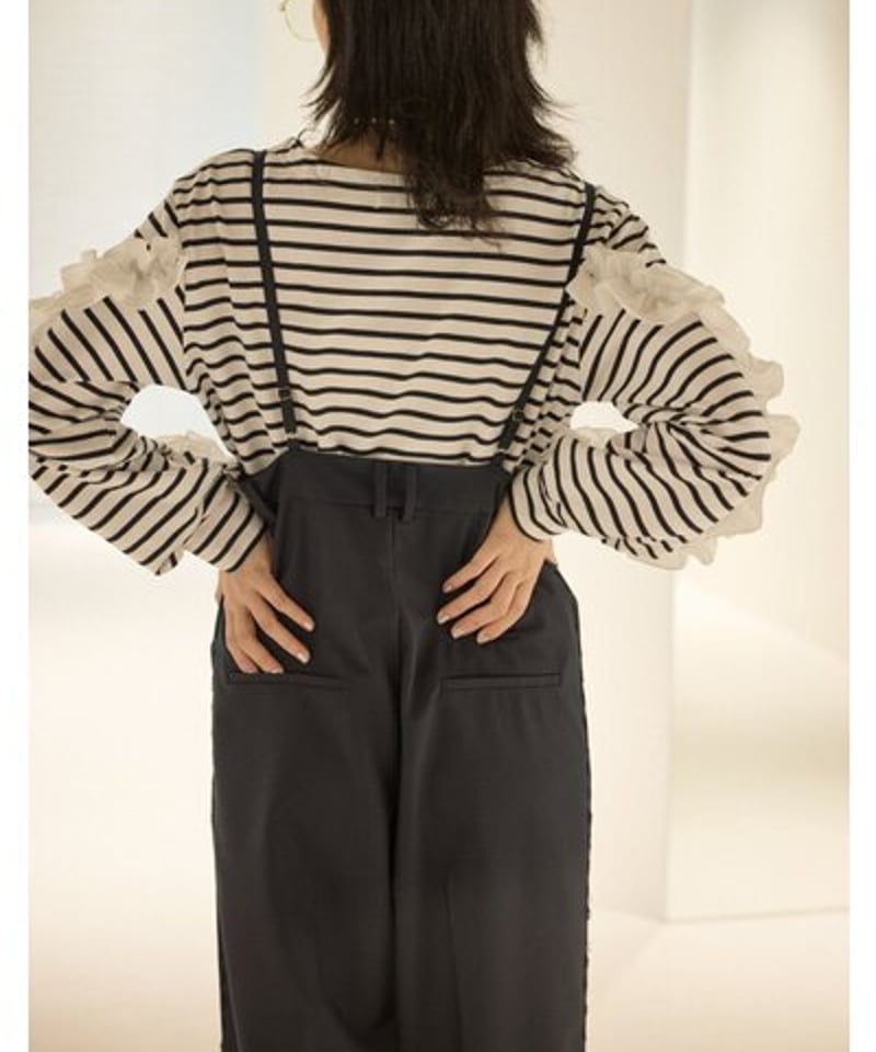 ボーダーフリルスリーブtops 【Mewl ミュール 26春ご予約】 M254-