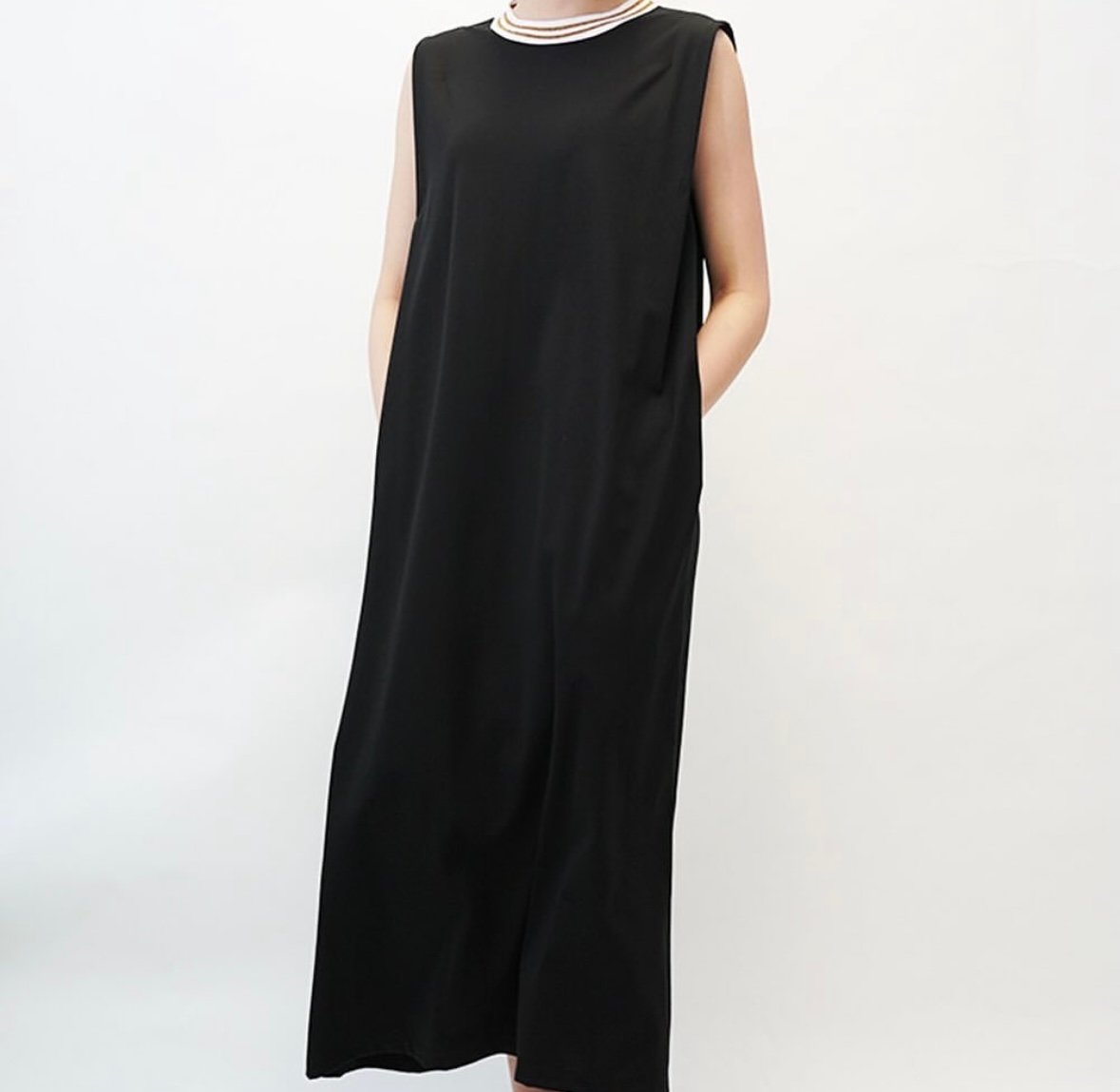 ラメリブノースリーブカットワンピース go405306 | BlueOnionStore