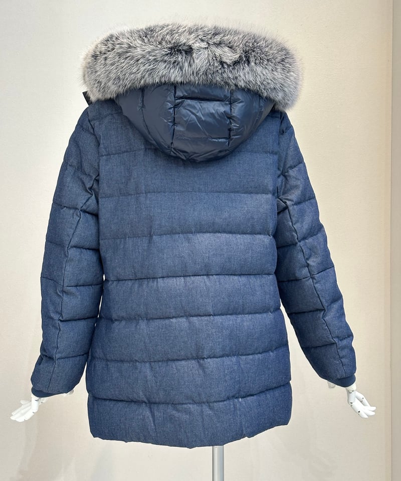 新品！ブルー デニムファーダウンコート