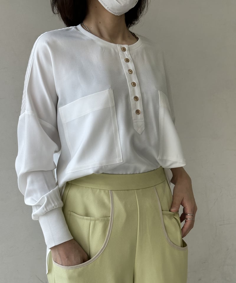 CYAN TOKYO ワッシャーヨークリブブラウス 