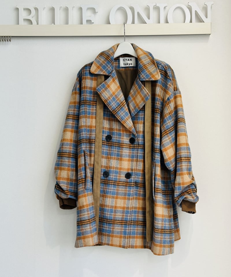 ウールチェックオーバーPコート 307149 | BlueOnionStore ウールチェックオーバーPコート 307149 | BlueOnionStore