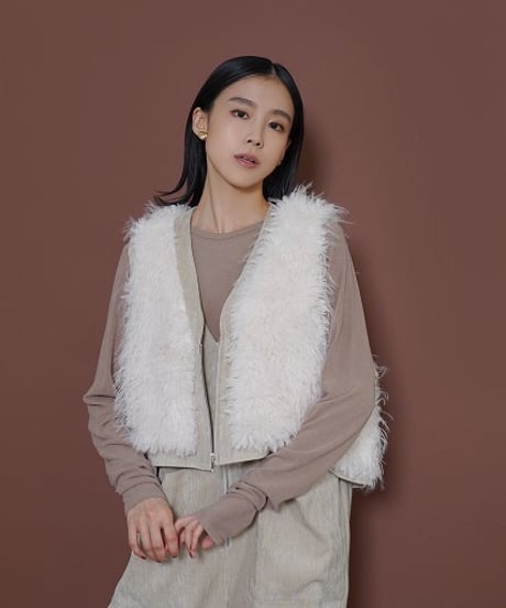 最終値下げ　リボンベスト　ジレ Re:EDIT ベスト ジレ 前後2WAYリボン付きフェザーベスト