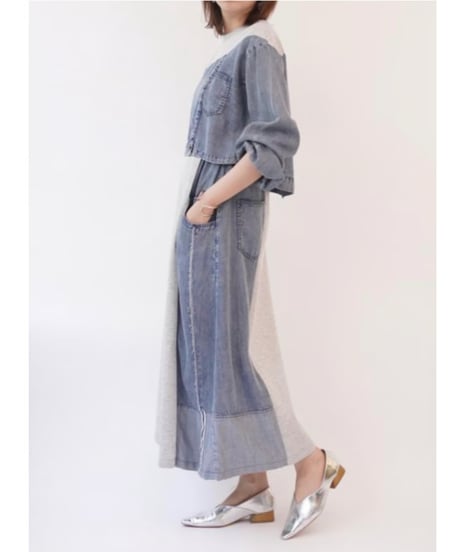 ★オトク早割ご予約★  テンセルdenim＊カット切替one-piece  【33℃  thirty-three degrees　26ss梅春ご予約】  bc 610308    2601c