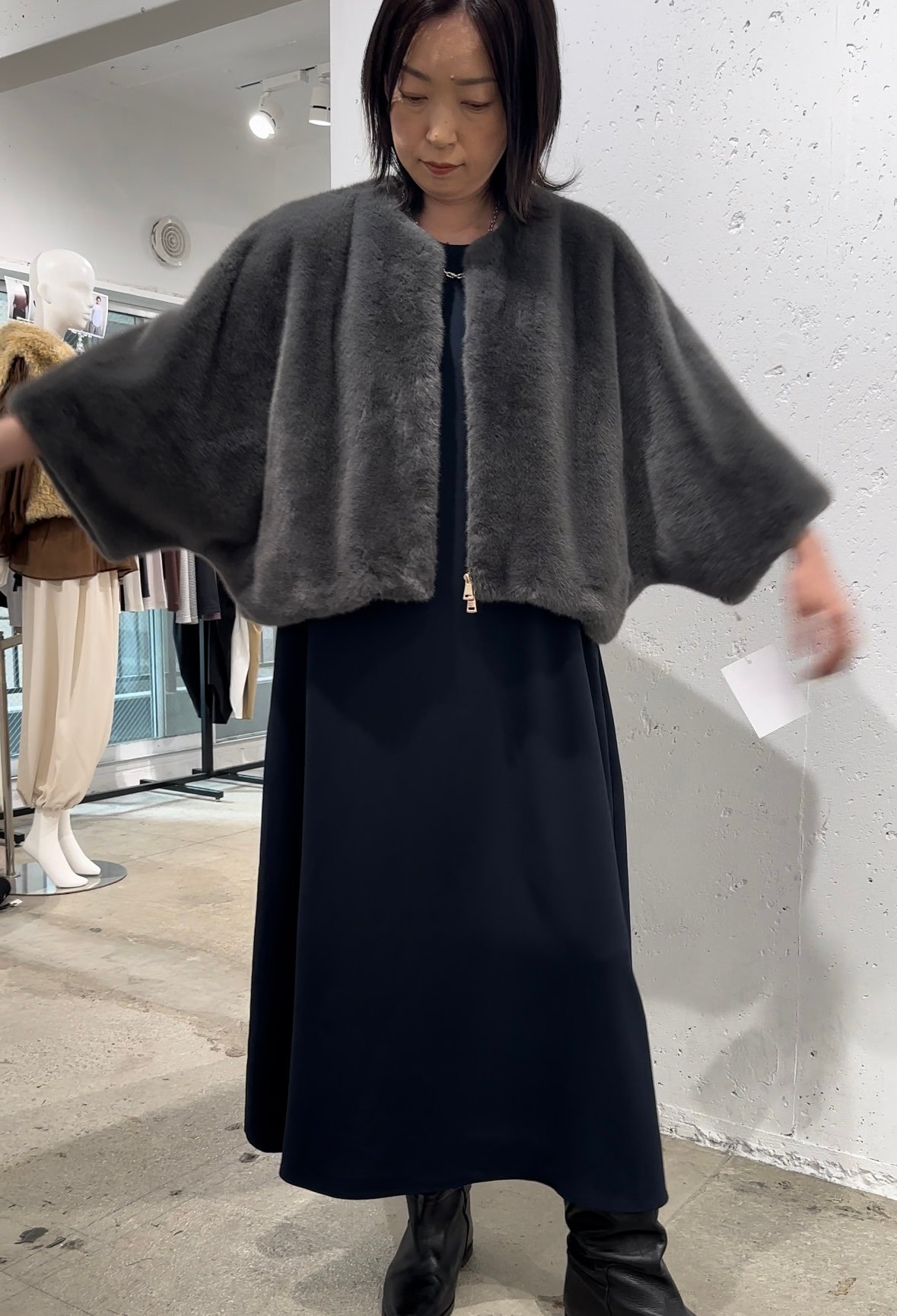 ケープ風ノーカラーWジップジャケット 246575 | BlueOnionStore 