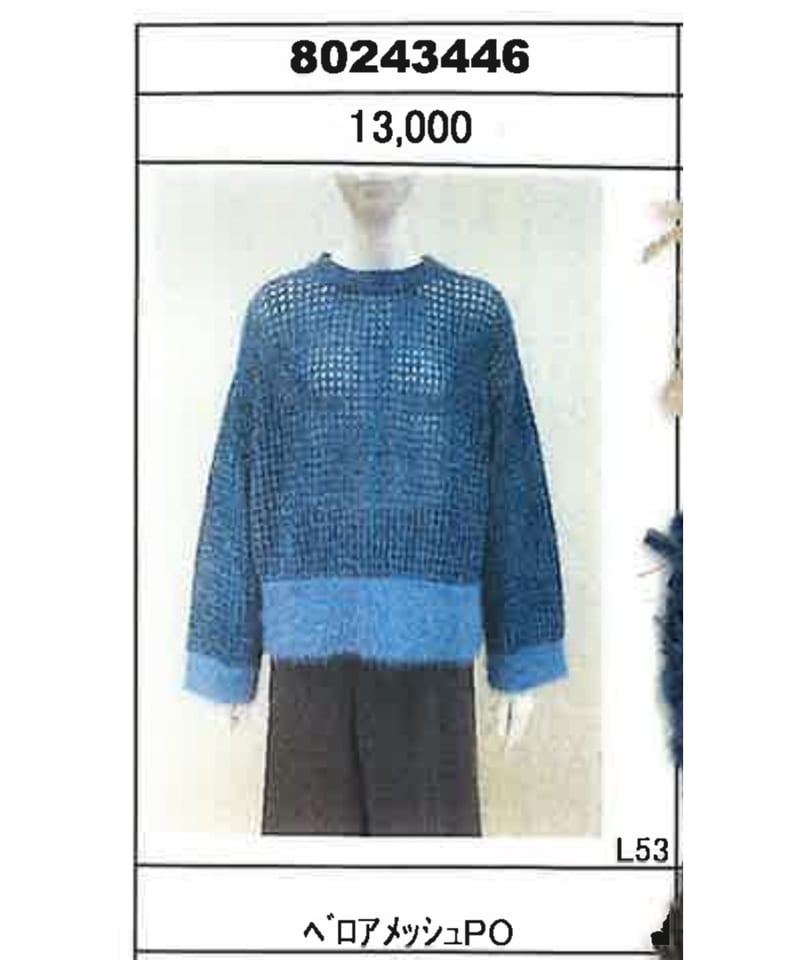 ベロアメッシュプルオーバー 80243446 | BlueOnionStore ベロアメッシュプルオーバー 80243446 | BlueOnionStore