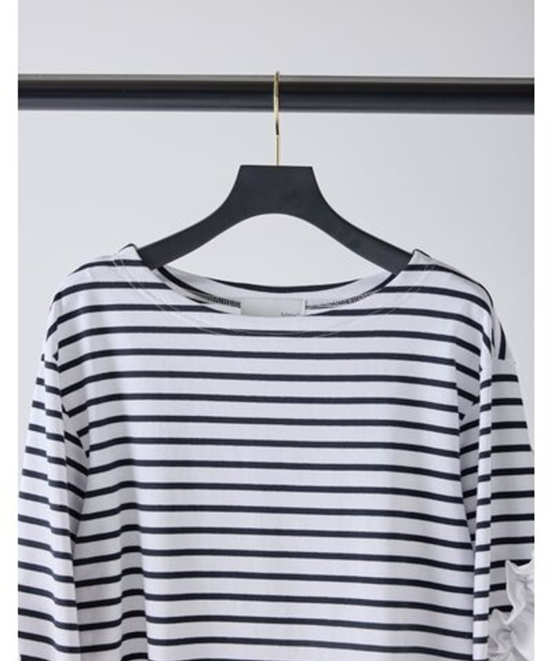 新品未使用 Mewl ボーダーキャンディスリーブカットソー ボーダーフリルスリーブtops 【Mewl ミュール 26春ご予約】 M254