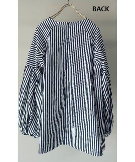 【MARGAUX  マルゴー　25秋ご予約】  ボリュームスリーブstripeブラウス　MG BL - 25090 - A　2507c