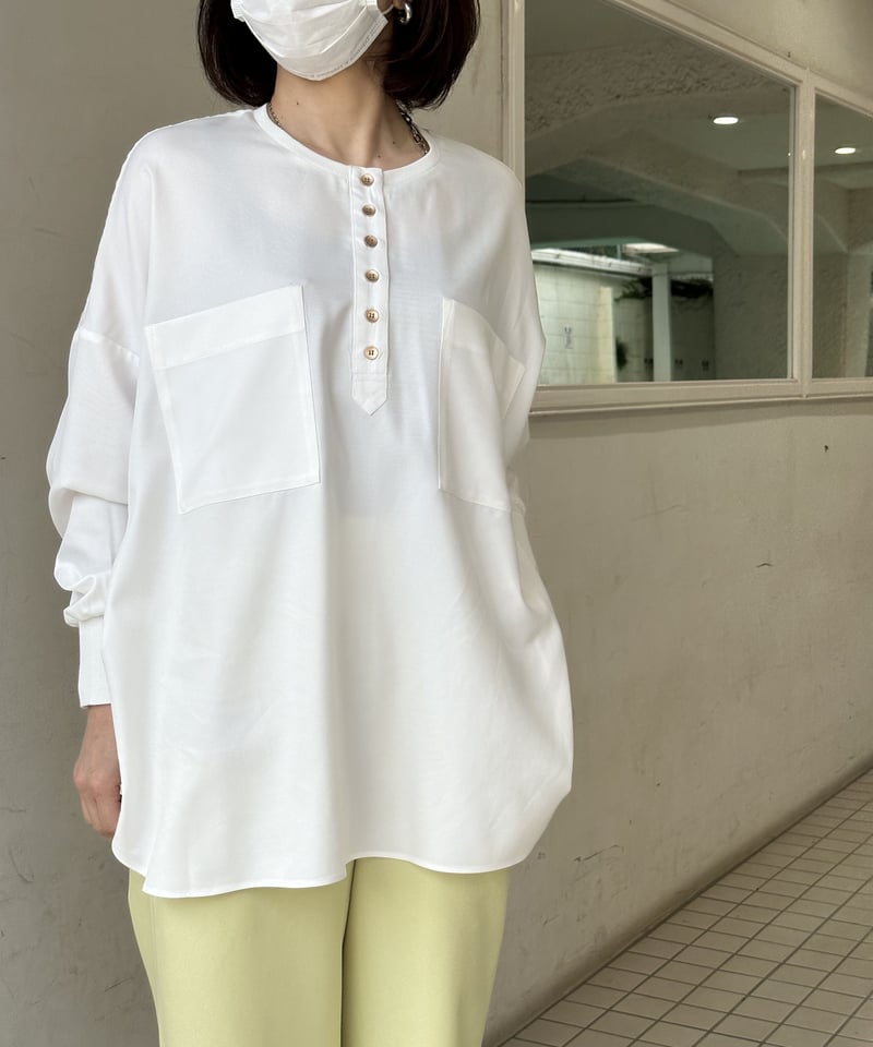 CYAN TOKYO ワッシャーヨークリブブラウス 