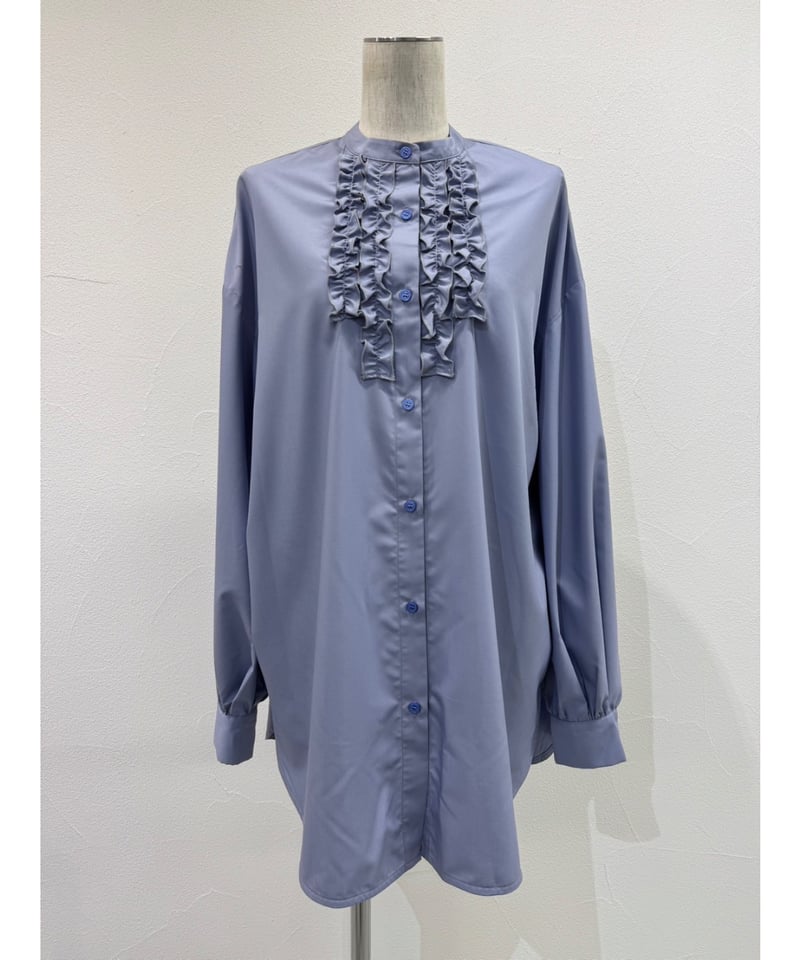 ちょん　CYAN TOKYO　フリル付きブラウンシャツ CYAN tokyo シアントーキョー 25秋冬ご予約】 2ラインフリルオーバー