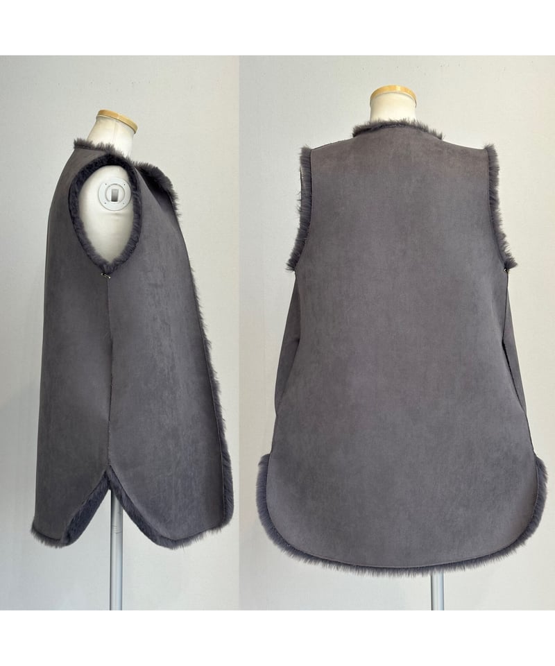 新品　マリードール　ファー風ニットベスト ダークグレー 新品マリードールファー風ニットベスト ダークグレー