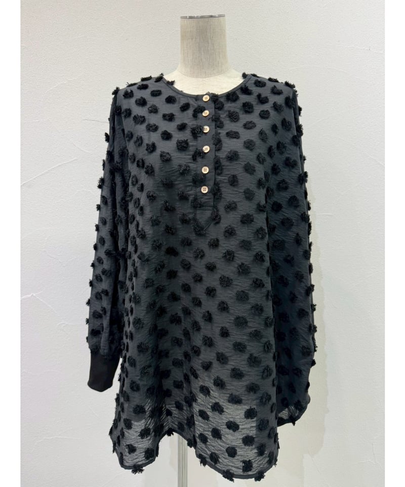 ☆オトク早割ご予約☆ ドットジャカードヘンリーblouse 【CYAN tokyo