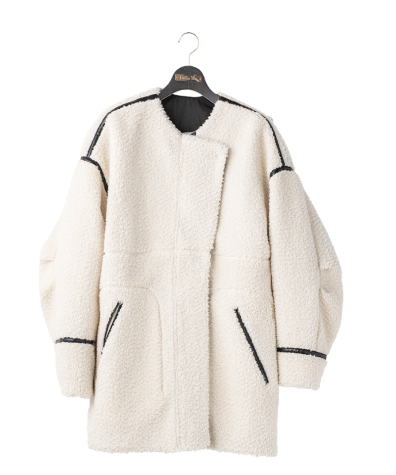 Lallia Mù ラリア・ムー 22秋冬ご予約】 ノーカラーミドルボアコート 2 