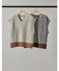 【YENN   イエン　25aw    秋ご予約】  BI COLOR KNIT vest　Y253-91093    2506b