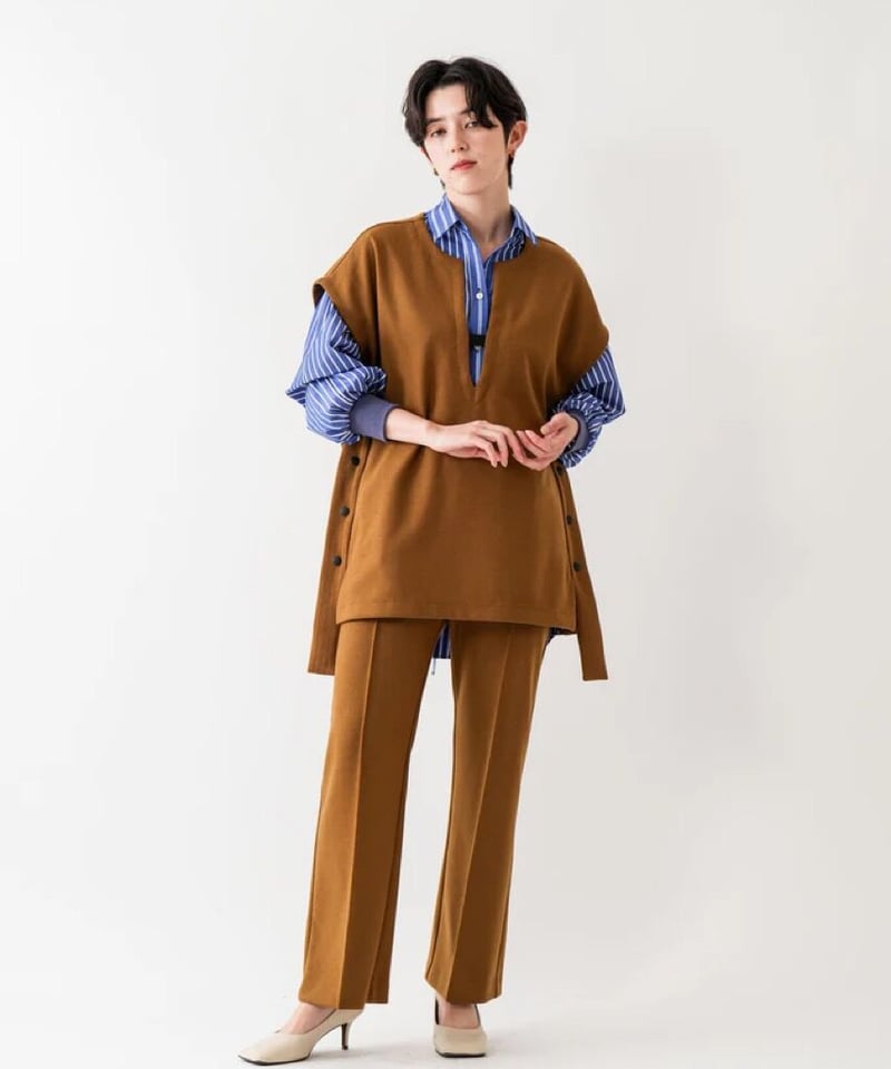 [新品] ラリアムー(Lallia Mu) シャツワンピース Lallia Mù ラリア・ムー 23冬ご予約】 バックプリーツストライプ