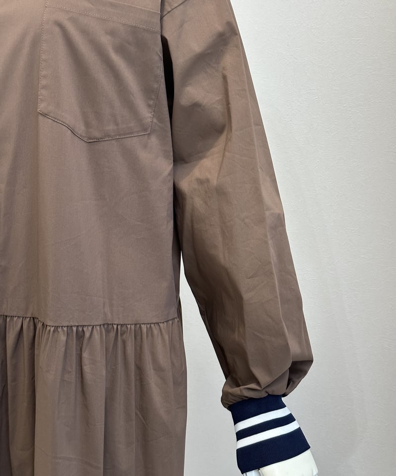 大人気☆最終入荷☆ ラインリブシャツワンピース 809019 大人気☆最終入荷☆ ラインリブシャツワンピース 809019