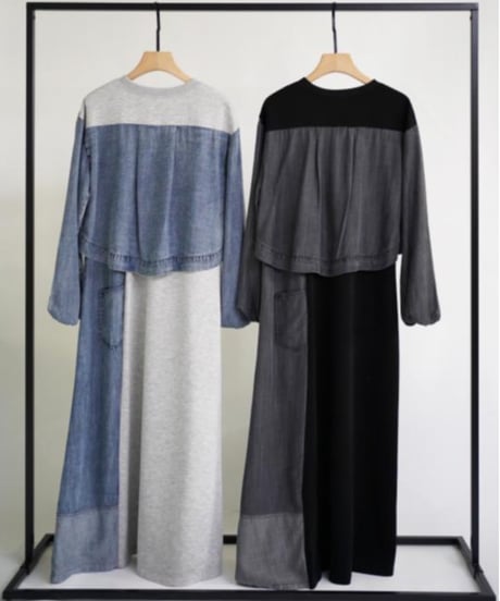 ★オトク早割ご予約★  テンセルdenim＊カット切替one-piece  【33℃  thirty-three degrees　26ss梅春ご予約】  bc 610308    2601c