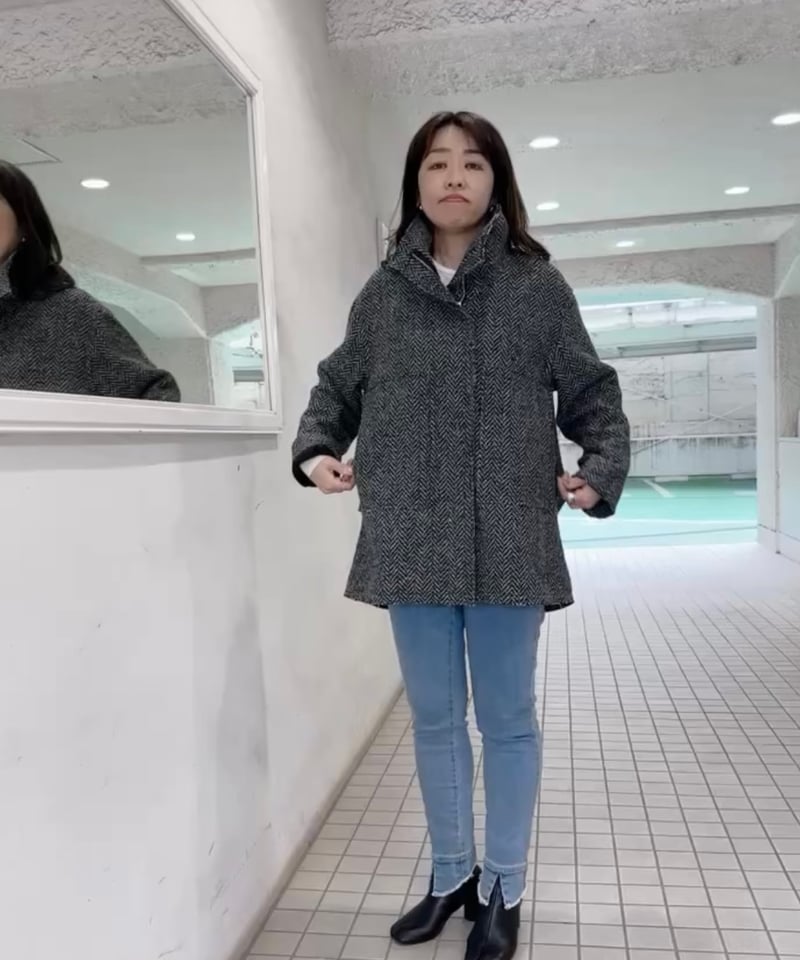 IENA 2023 ヘリンボーンツィードハーフコート CYAN tokyo シアントーキョー 25秋ご予約】 ヘリンボーン