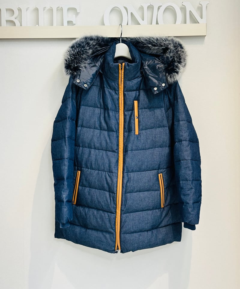新品！ブルー デニムファーダウンコート