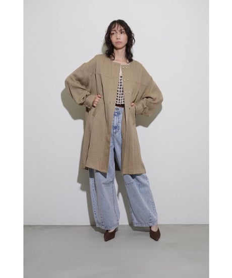 ★オトク早割ご予約★  パールボタンミリタリーリネンcoat  【CYAN tokyo　シアントーキョー　26春ご予約】  610428  2602 b -003