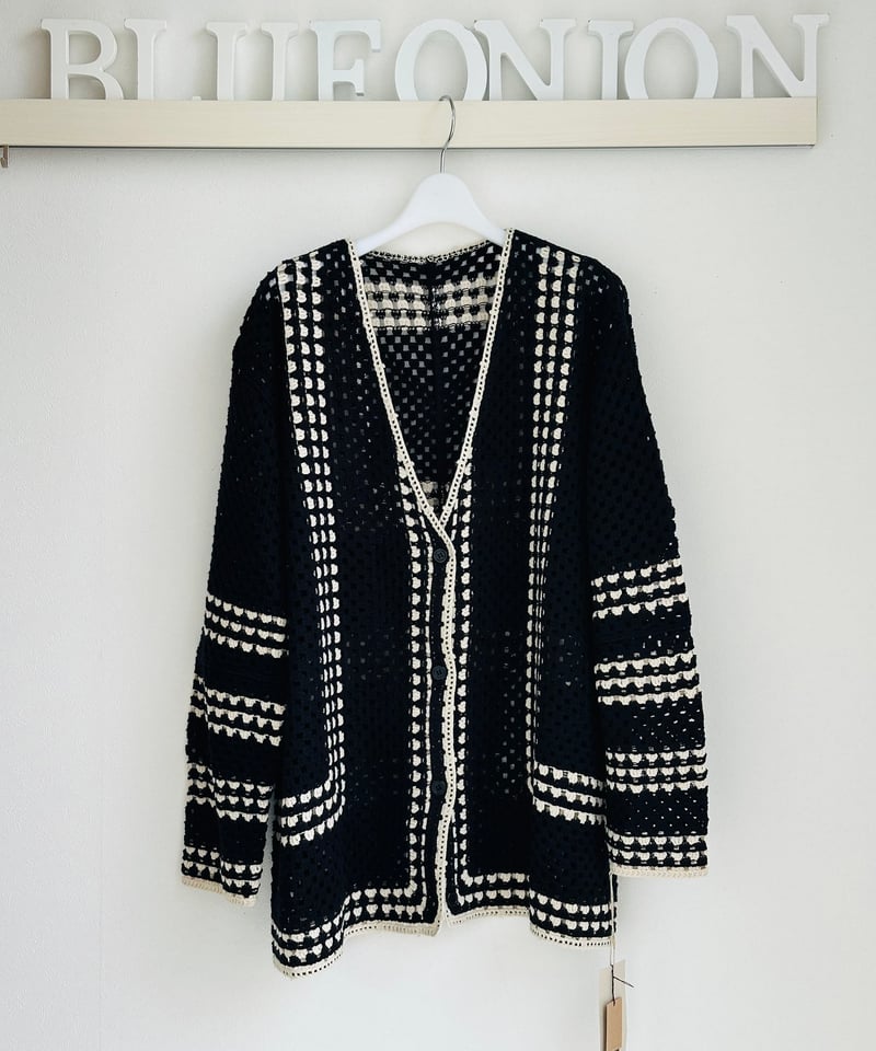 鍵編みバイカラーカーディガン 435921 | BlueOnionStore