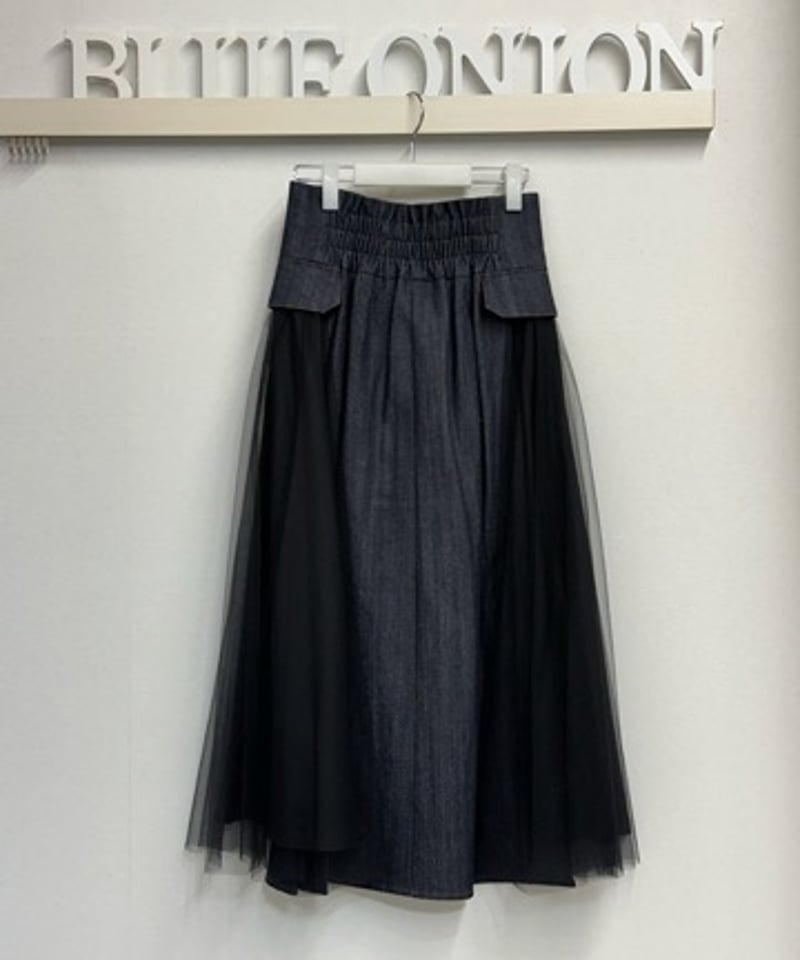 サイドチュールdenimハイウェストスカート 436615 | BlueOnionStore 