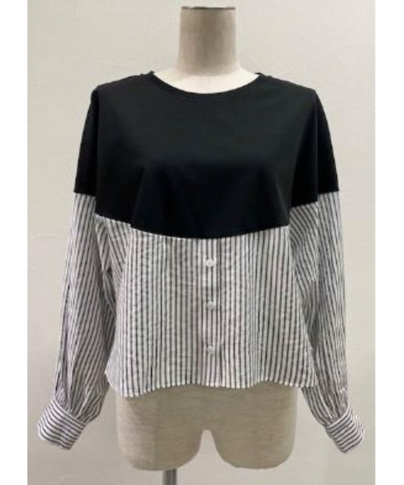 ラウンドヨークストライプブラウス 410173 | BlueOnionStore