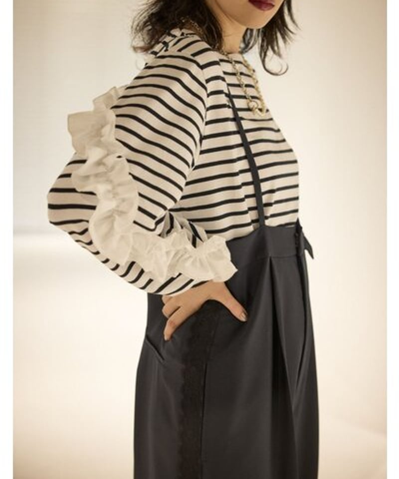 ボーダーフリルスリーブtops 【Mewl ミュール 26春ご予約】 M254-
