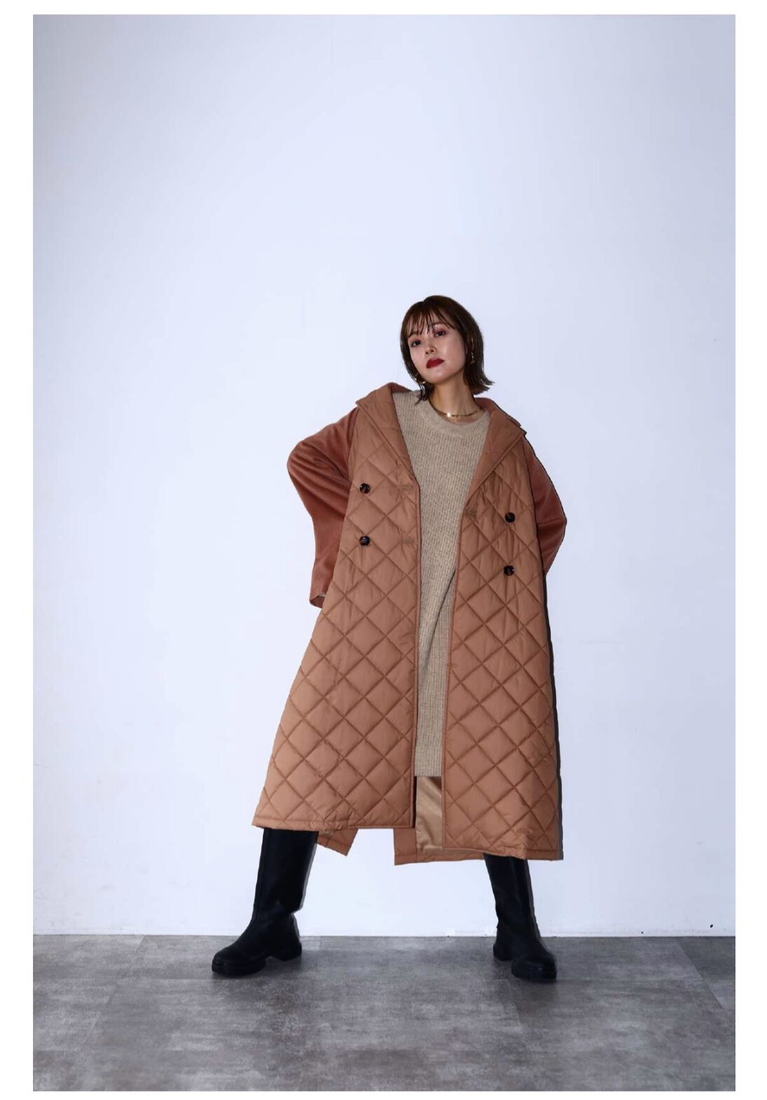 HERENCIA キルティング ライナー付チェスター コート HERENCIA キルティング ライナー付チェスター コート チェスター