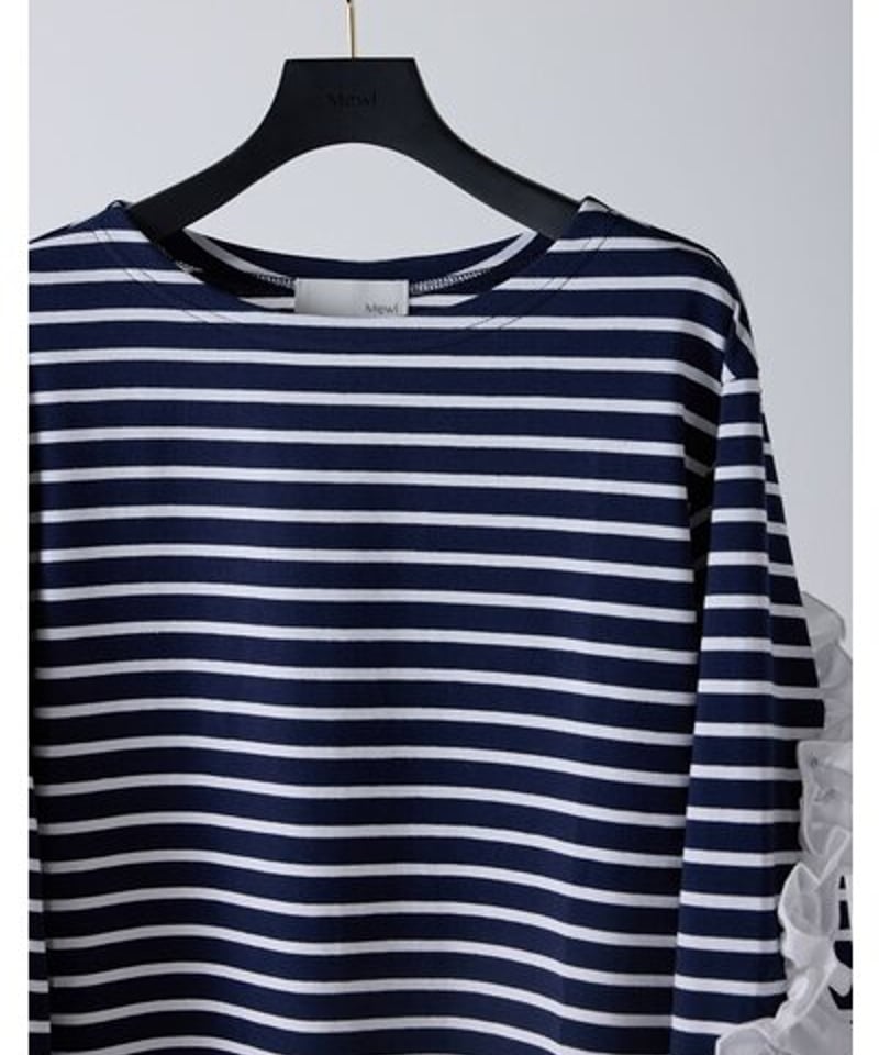 ボーダーフリルスリーブtops 【Mewl ミュール 26春ご予約】 M254