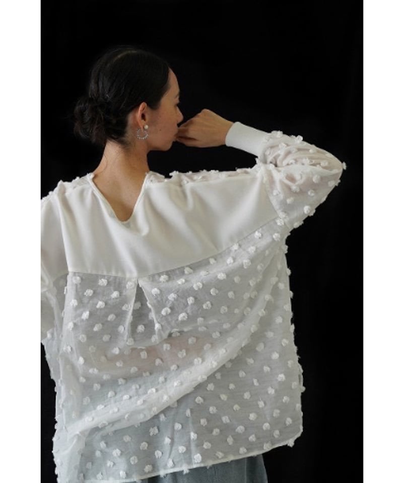 ☆オトク早割ご予約☆ ドットジャカードヘンリーblouse 【CYAN tokyo