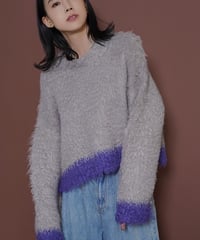 【CYAN tokyo　シアントーキョー　25秋冬ご予約】  配色カーリーショートニット　507416  2510  c