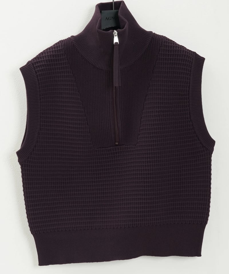 AGNOST アグノスト25秋ご予約】 ハーフZIPワッフルニットベスト