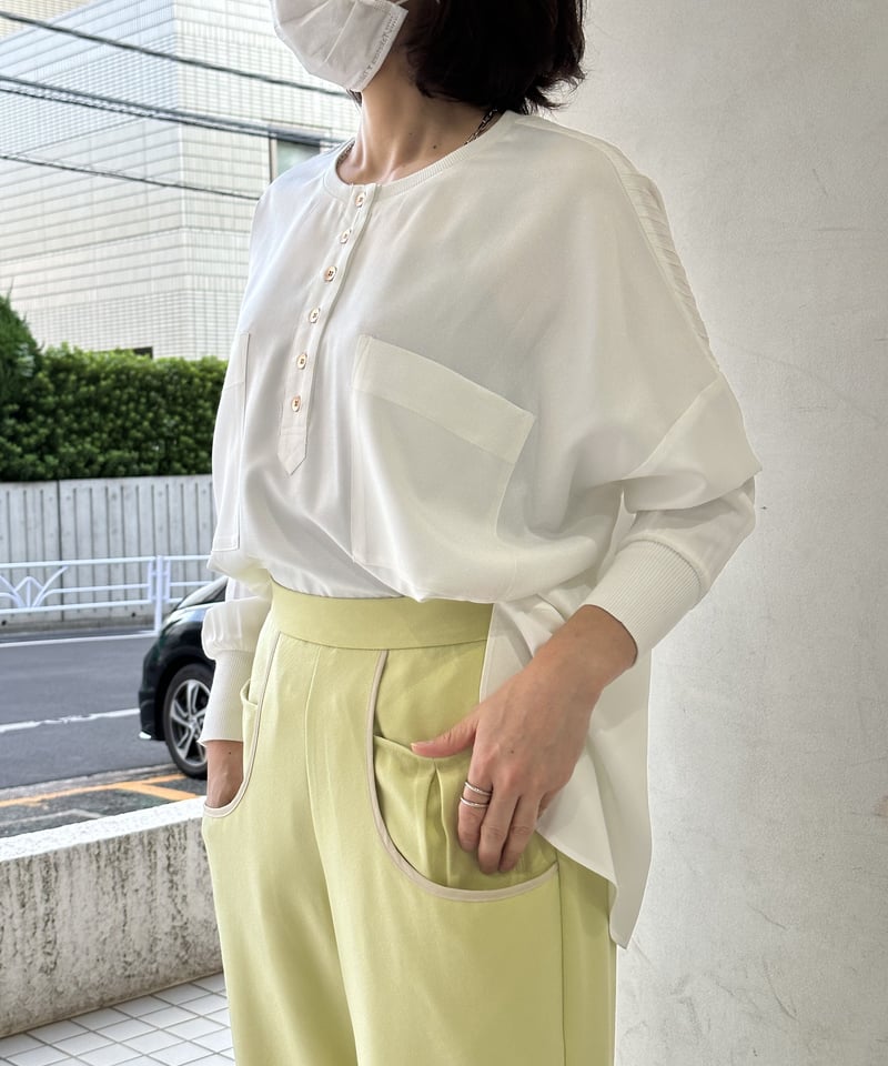 CYAN TOKYO ワッシャーヨークリブブラウス 