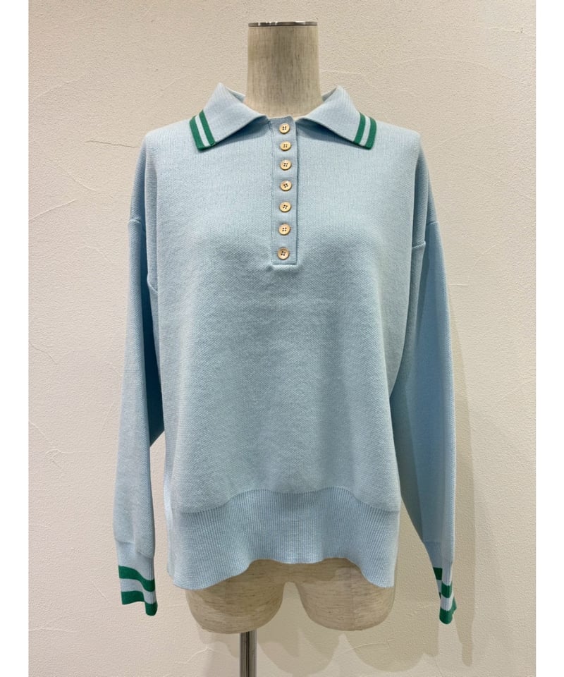 ☆オトク早割ご予約☆ プレーティングknitポロ 【CYAN tokyo