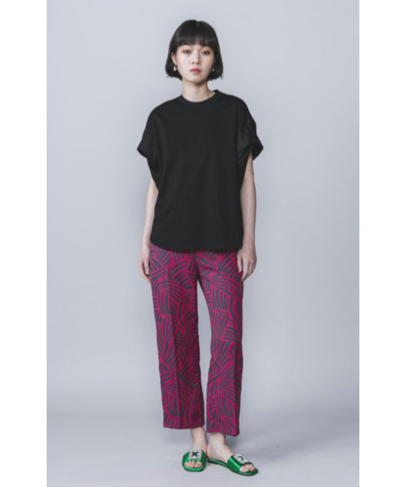 美品‼️ラリアムー　ツイストスリーブカットソーブラウス Lallia mu／ラリアムー】メッシュツイストスリーブカットソー